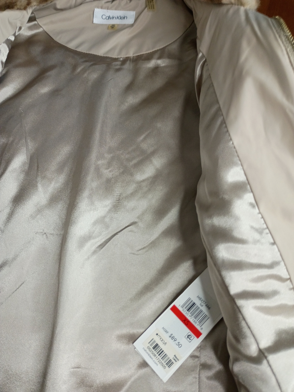 Calvin Klein Quilted Faux-Fur Collar Puffer Vest - Beige - Picture 7 of 12